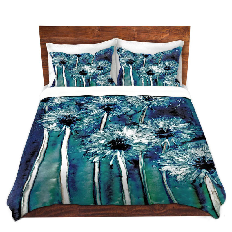 Ensemble de housse de couette pissenlits, 1 housse de couette grand + 2 taies standards