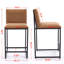 Ensemble de 2 chaises de salle à manger modernes avec coussins en lin et dossier rembourrés en fer