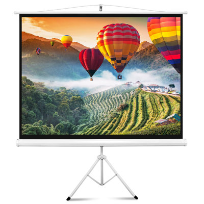 Pyle Universal 84-Inch Tripod Screen - Floor Standing Portable Fold-Out Roll-Up Tripod Manual Projector Screen