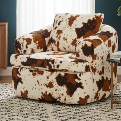 Fauteuil demi-tonneau pivotant rembourré