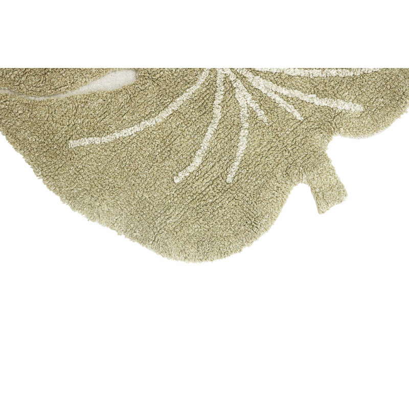 Handmade Olive Cotton Monstera Leaf Washable Rug 2' 5" x 3' 3"