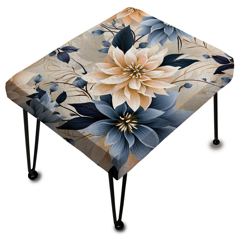 Repose-pieds géométrique blanc et bleu Harmony Poinsettia