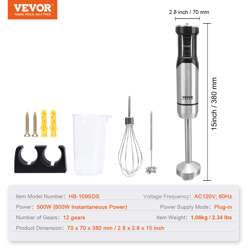 VEVOR 12 Speed Hand Immersion Blender