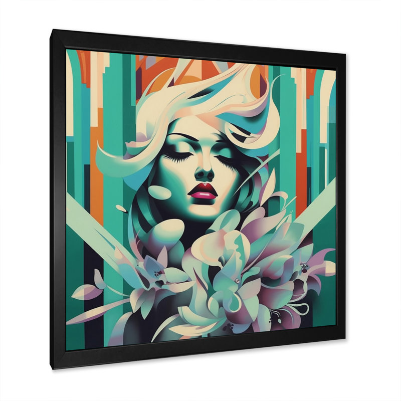 Impressionnante, art déco sur toile, Cadre noir, H 16 po x l 16 po x P 1 po