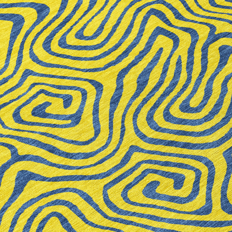Tapis rond 8 po jaune et bleu