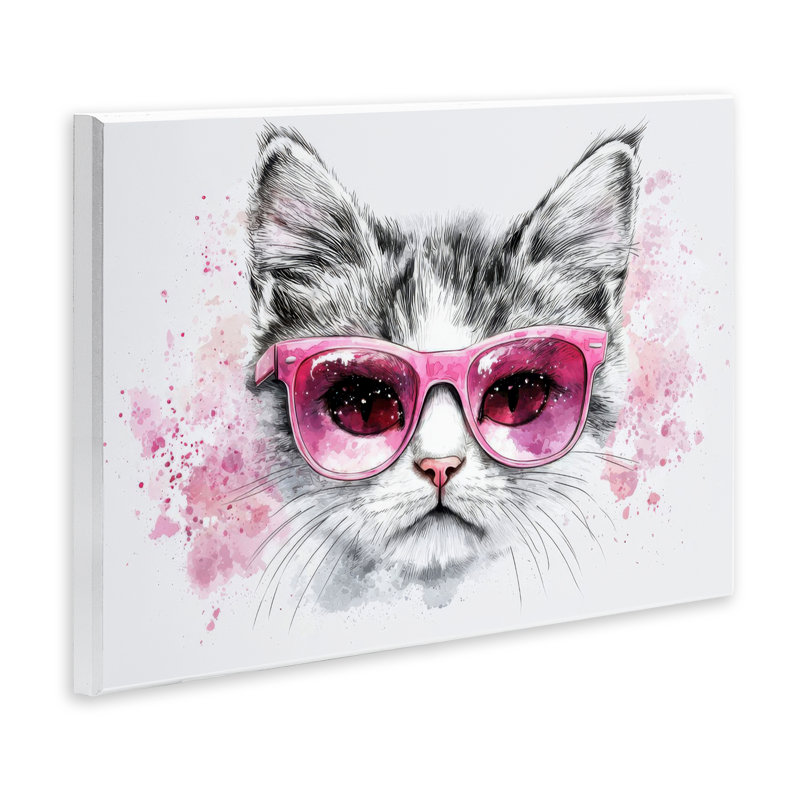 Plaque murale Cool Cat avec lunettes de soleil, design par LSR Creative Studio, H 10 po x l 15 po