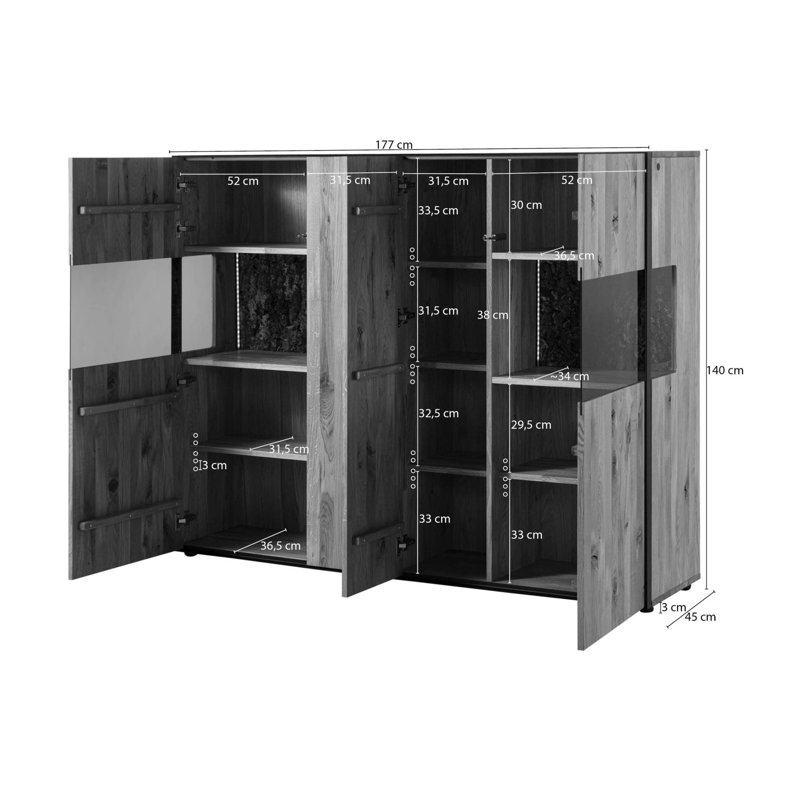 STARNBERG 177cm Solid Wood Sideboard