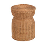 Round Rattan Lift-Top Side Table