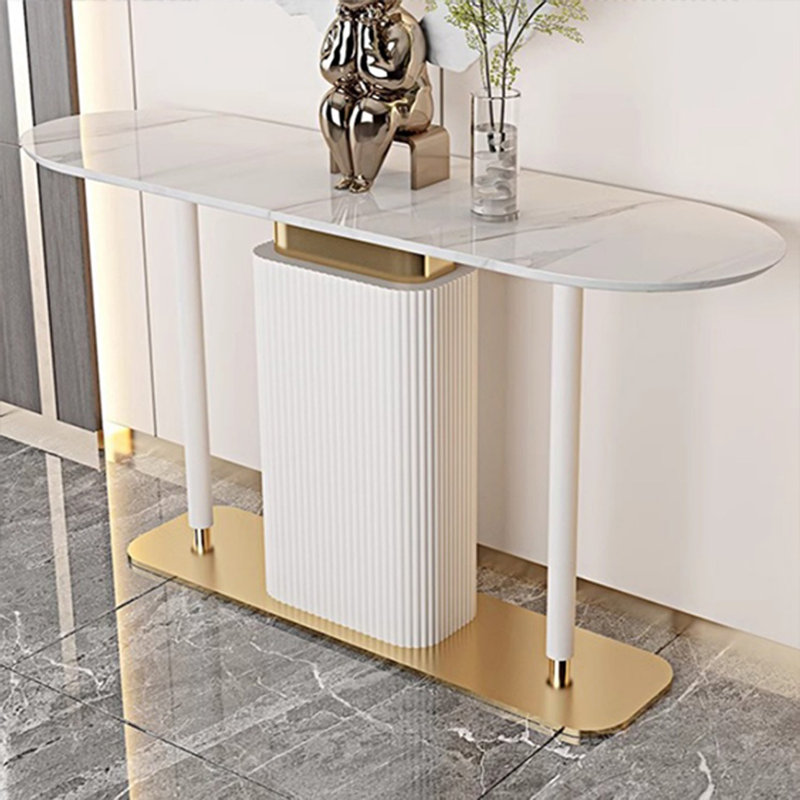 Console sophistiquée et tendance, Blanc / Doré, H 33,46 po x l 59,06 po x P 13,78 po