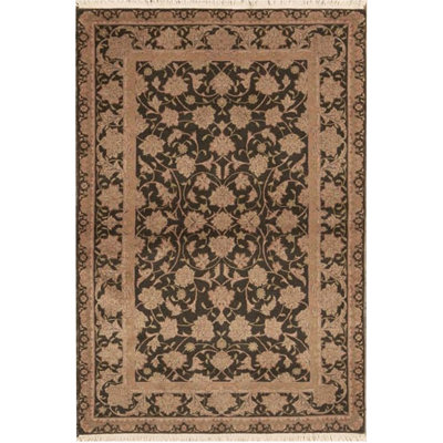 Tapis vert olive et ivoire noué à la main de haute qualité
