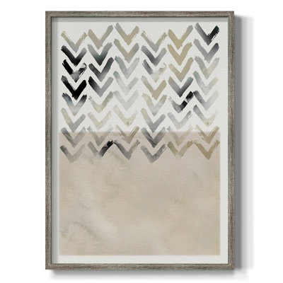 Neutral Chevron Framed Print - Solid Wood