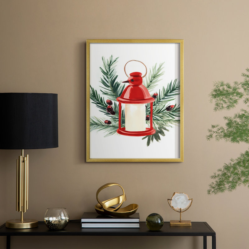 «Christmas Holiday», art encadré en bois massif CECXXXVI, H 11 po x l 9 po, Doré
