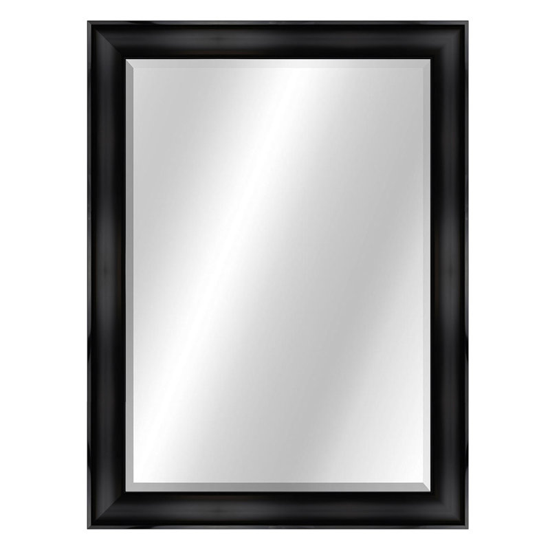 Metropolis Flat Beveled Mirror, Matte Black, 46" x 36"