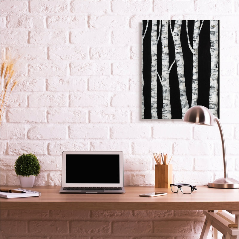 «Black Forest Modern Birch Trees» par Ruth Fromstein - impression, Toile tendue, H 40 po x l 30 po