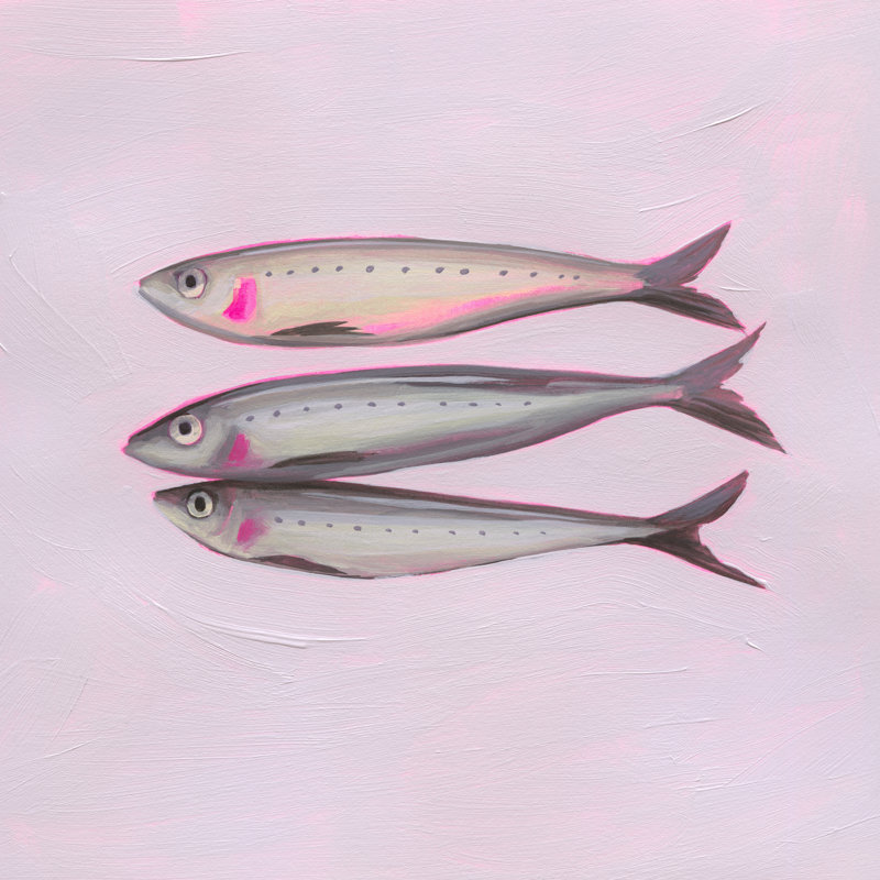 Taviyon Neon Sardines II by Grace Popp - Wrapped Canvas Print, 30 cm H x 30 cm W