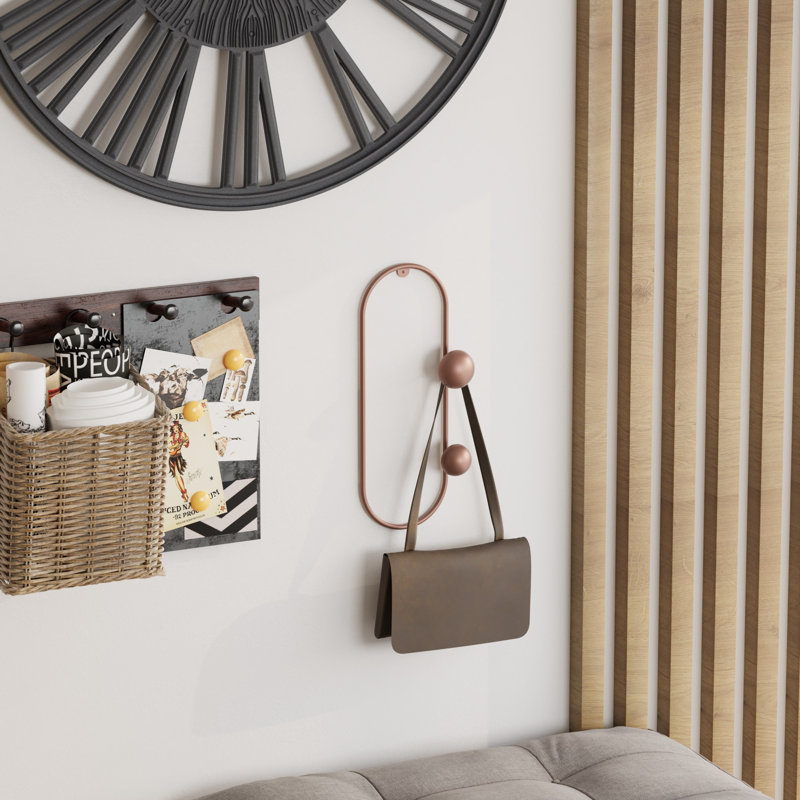 Crochet mural en métal durable, finition cuivre, 16,5 po x 2,8 po x 16,1 po | Épaisseur robuste de 0,4 po, supporte jusqu'à 22 lb | Parfait pour l'organisation de la maison, du bureau et du garage, design élégant et fonctionnel
