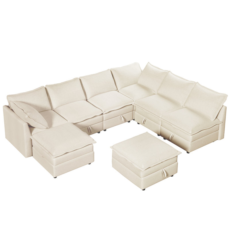 Canapé-lit modulaire polyvalent 8 pièces avec rangement Stylish Style, Beige