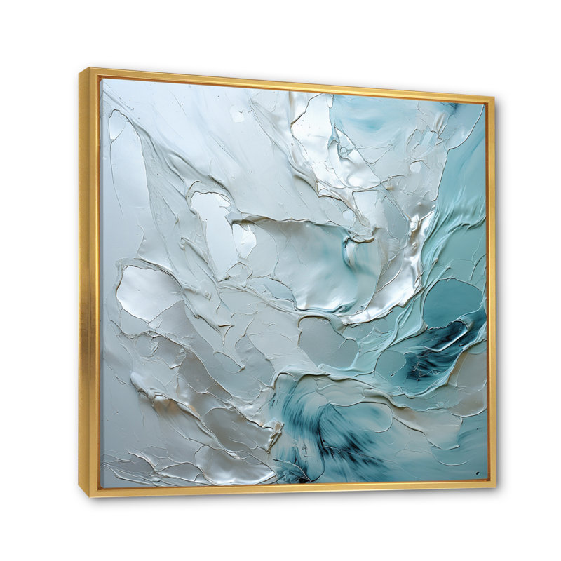 Silver Shimmer - Abstract Landscape Canvas Wall Art, H 30 po x l 30 po x P 1 po, Cadre flottant doré
