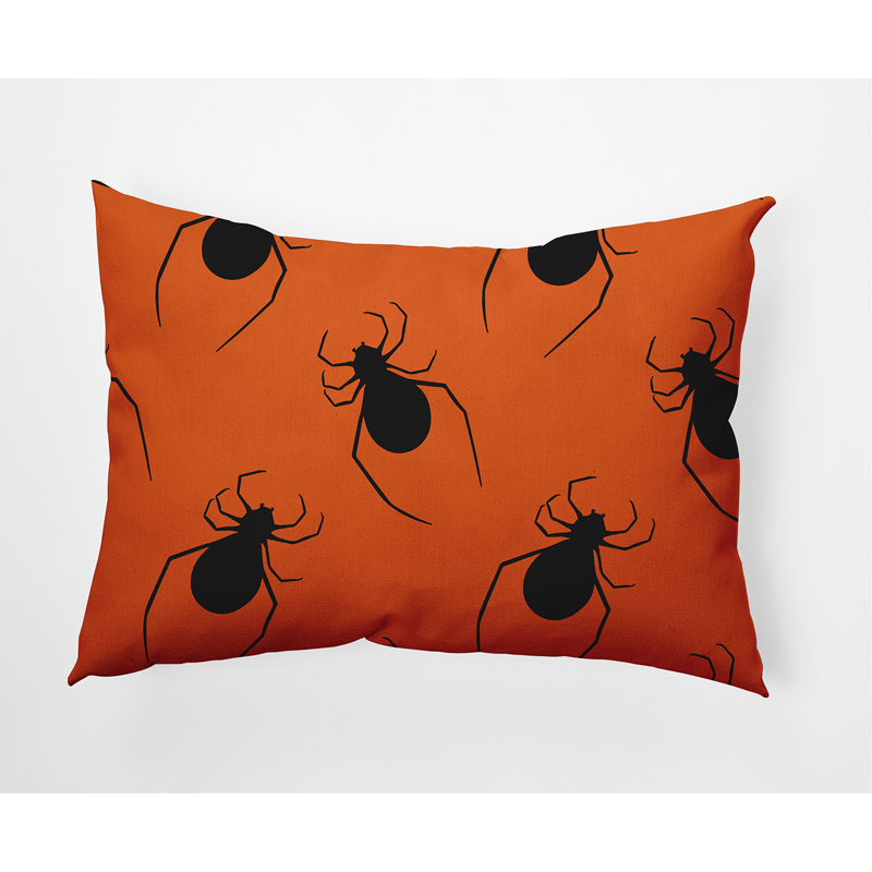 Coussin décoratif intérieur / extérieur Witches Brew Spiders, 14 po x 20 po, Poussière d'orange
