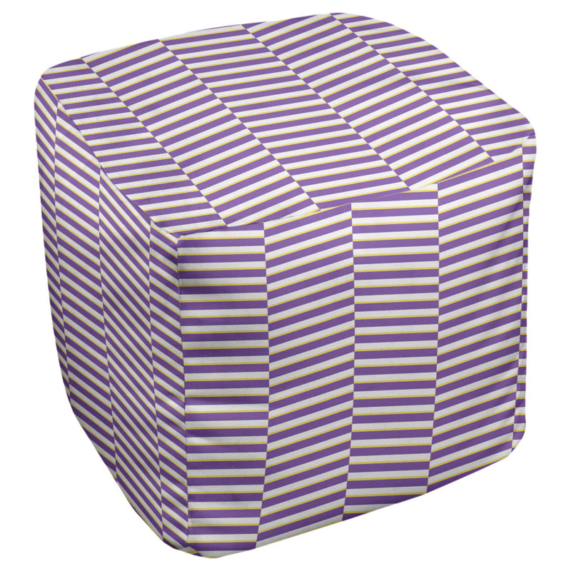 Repose-pieds cubes à rayures de couleur brisée, Mauve / jaune