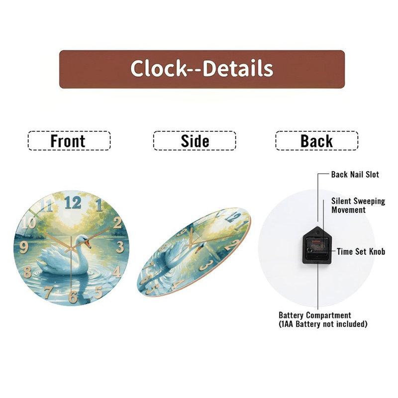 Belle horloge murale avec cygne