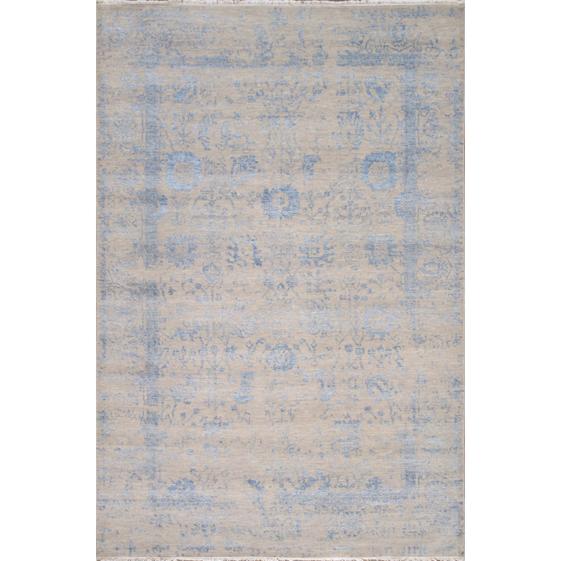 Transitional Silver/L. Blue Area Rug