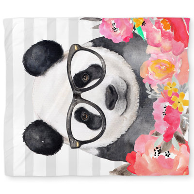 Panda with Glasses Duvet Cover  Kids Art Home Decor