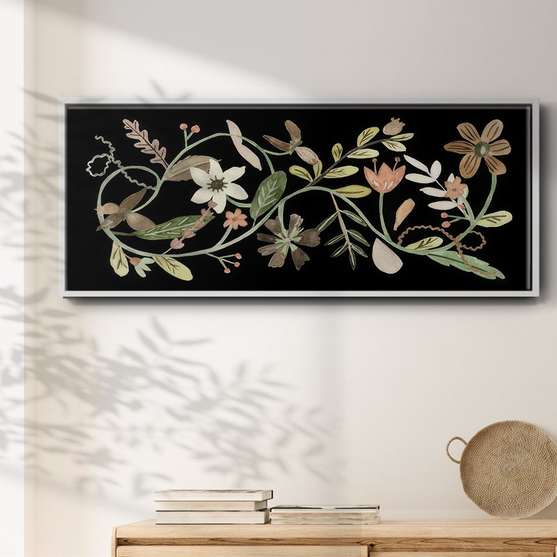 Pressed Flowers I - Framed Canvas, 12" H x 30" W