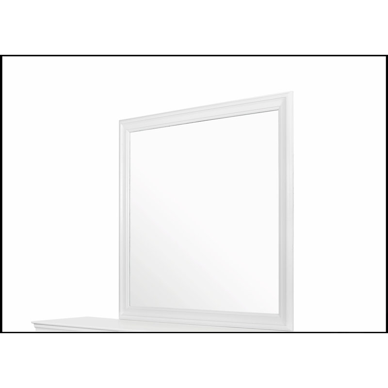 Miroir Shaker blanc métallique avec verre biseauté pour chambre contemporaine
