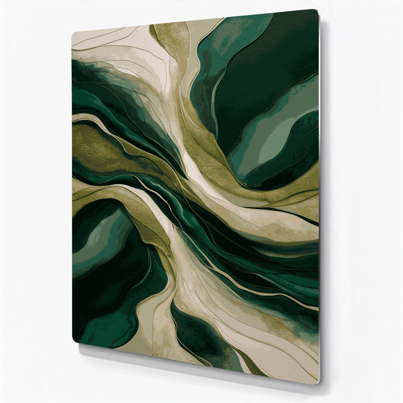 Art mural abstrait en métal vert 43, H 12 po x l 18 po