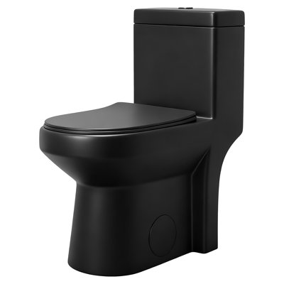 Sotomo Compact One-piece Skirted Toilet, Matte Black, 12" Rough-in, 1.1/1.6 Gpf Round Space-saving Toilet With Soft-close Seat
