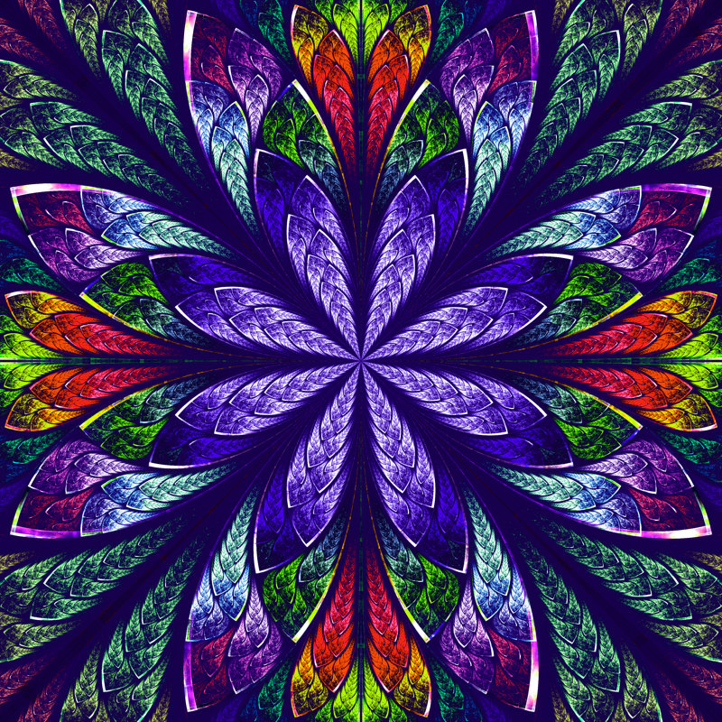 Arlot Stained Glass Fractal Flower by Velirina - Wrapped Canvas Print, 30cm H x 30cm W x 3.8cm D
