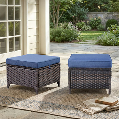 Schutt Wicker Outdoor Ottoman with Cushions
