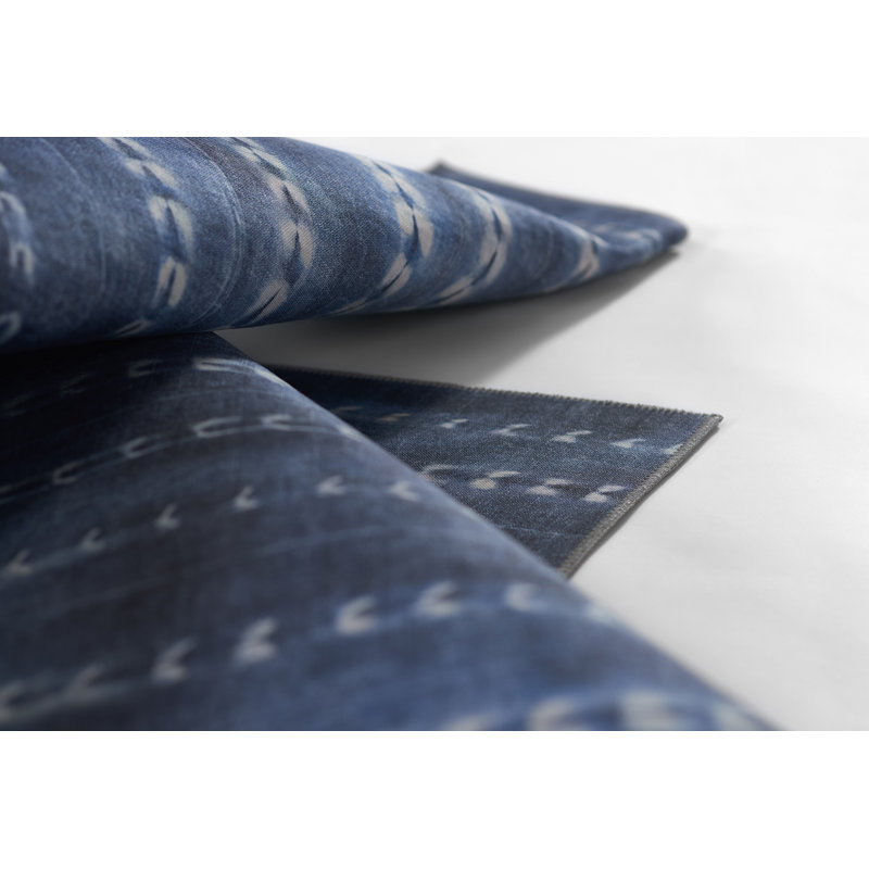 Denim Blue Flat Woven Rectangular Synthetic Area Rug