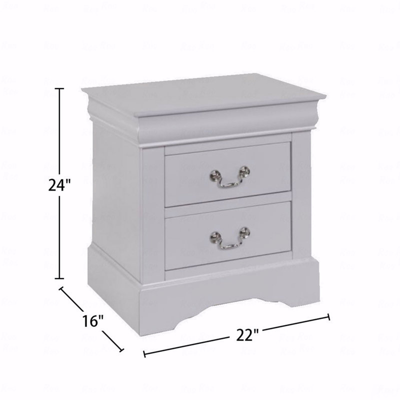 2-Drawers Solid Pine Bedroom Nightstand