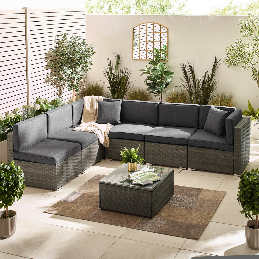 Miacomet Modular PE Rattan Garden Sofa Set and Table for Modern Gardens and Patios (Cover Included)