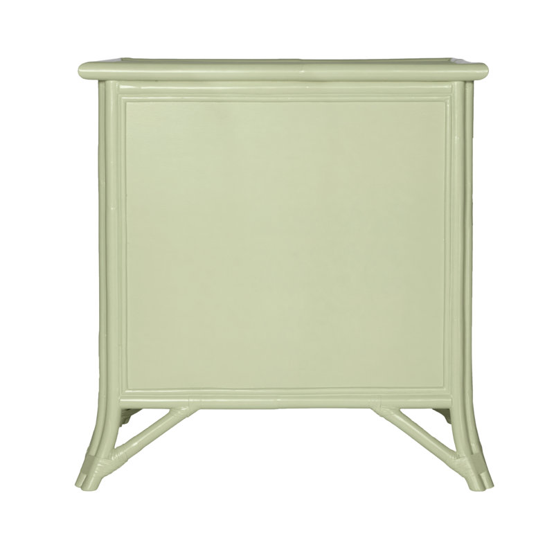 1 - Drawer Rattan Nightstand, Celery Green