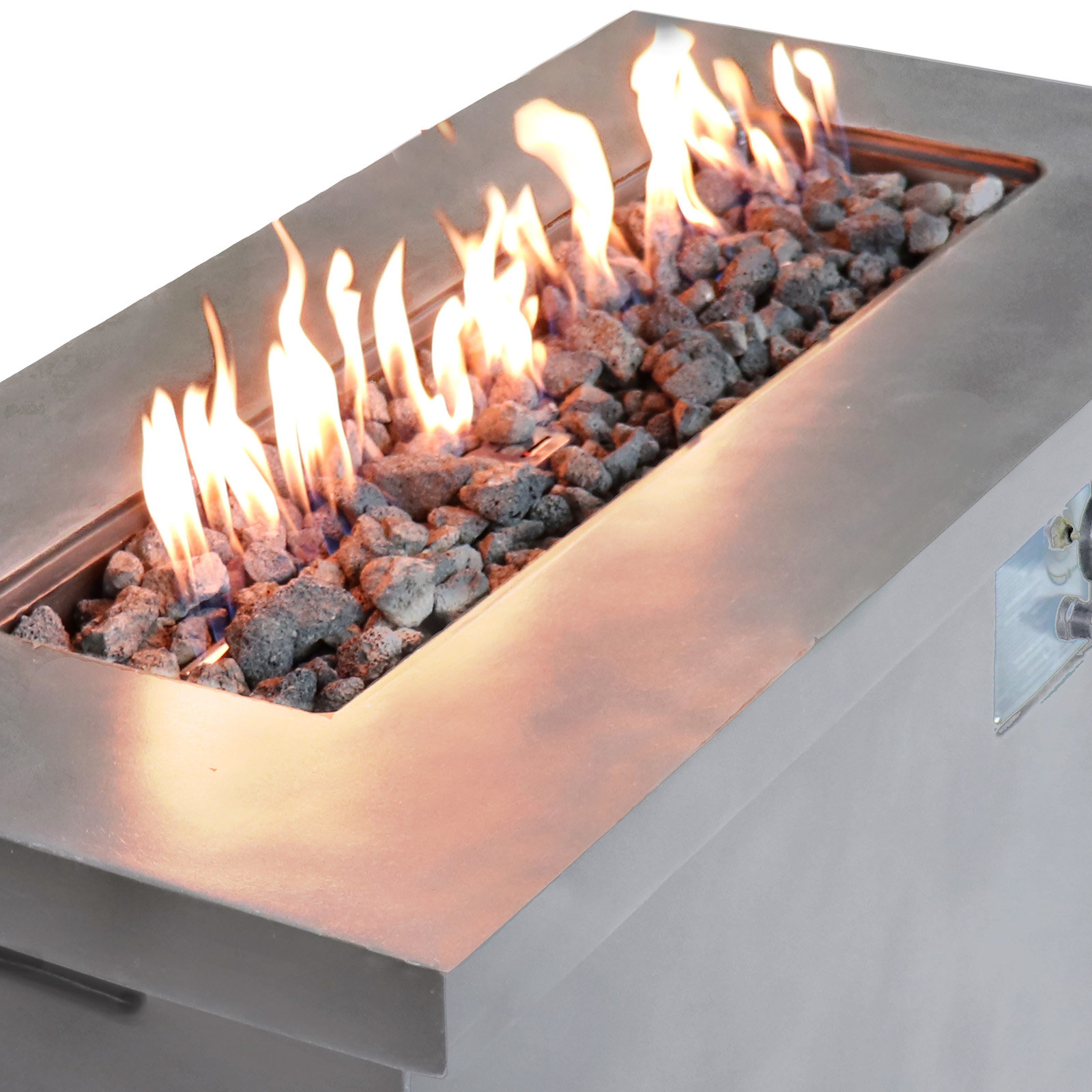 Rashid Rectangle Fire Pit Table, 24" H x 42" W x 20" D, Natural Concrete