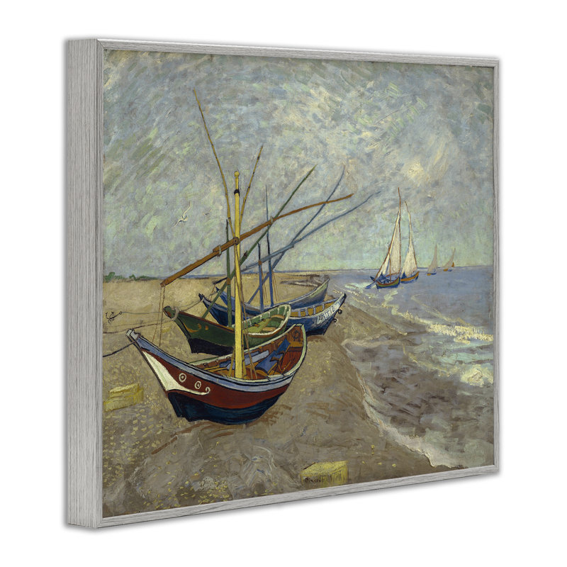Art classique de bateaux de pêche classiques sur la plage par one1000paintings, Estampe numérique Farmhouse