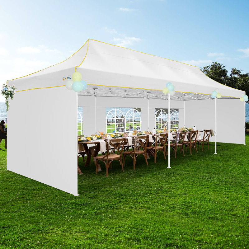 Tents for Parties 10x30 Heavy Duty Pop Up Canopy Tent with 5 Sidewalls&Wheeled Bag, Commercial Event Party Tent Wedding Instant Canopy Waterproof, UV 50+, Upgraded Thicked Hexagonal Legs