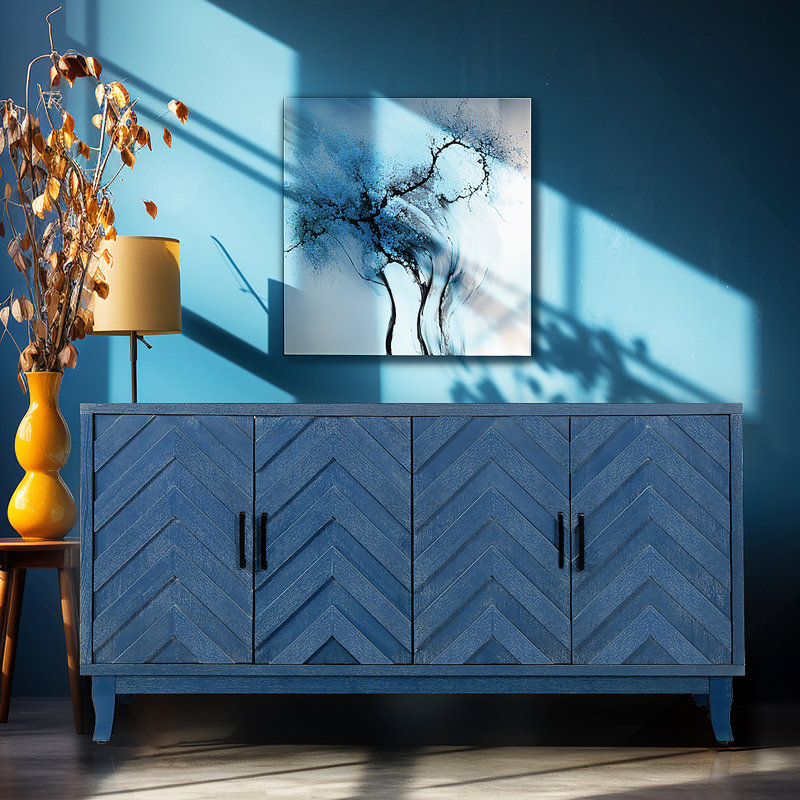 Armoire Buffet de style rétro Stronger, Bleu marine antique