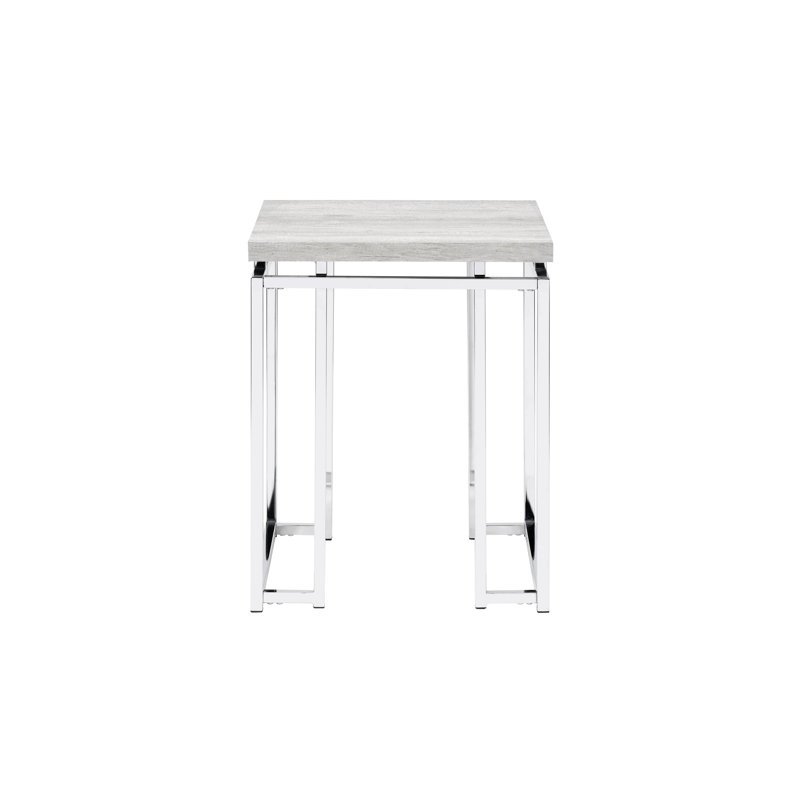 Chafik Natural Oak & Chrome Finish End Table