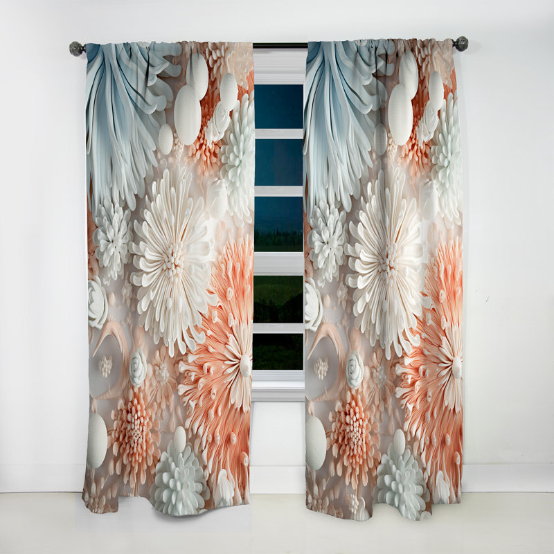 Danson - Rideau obscurcissant à motif animalier corail - 1 panneau, L 52 po x L 63 po