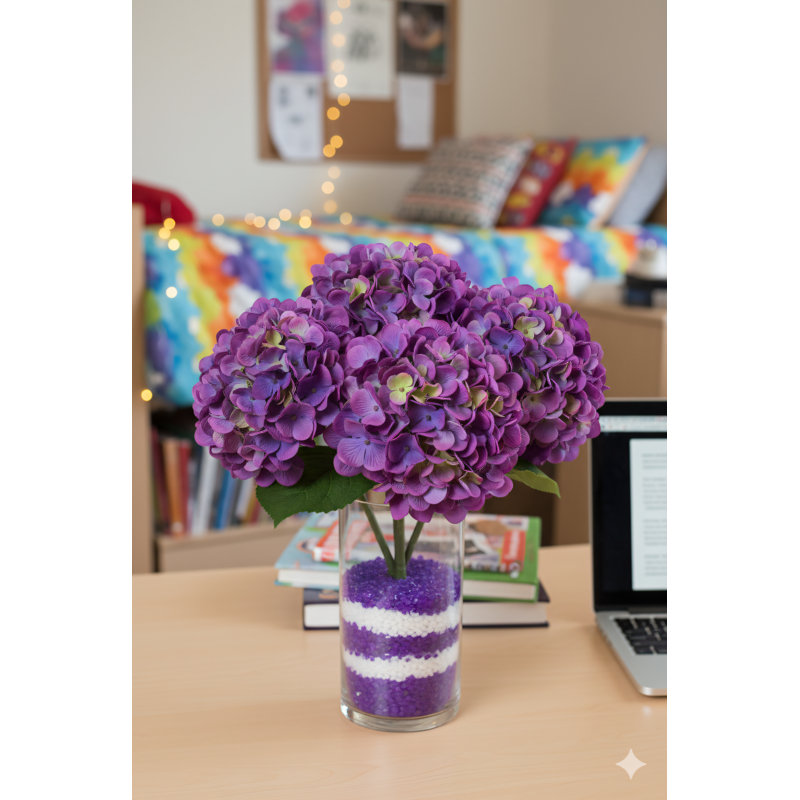 Luxurious 18-inch Purple Hydrangea Stem - Exquisite 7-inch Diameter