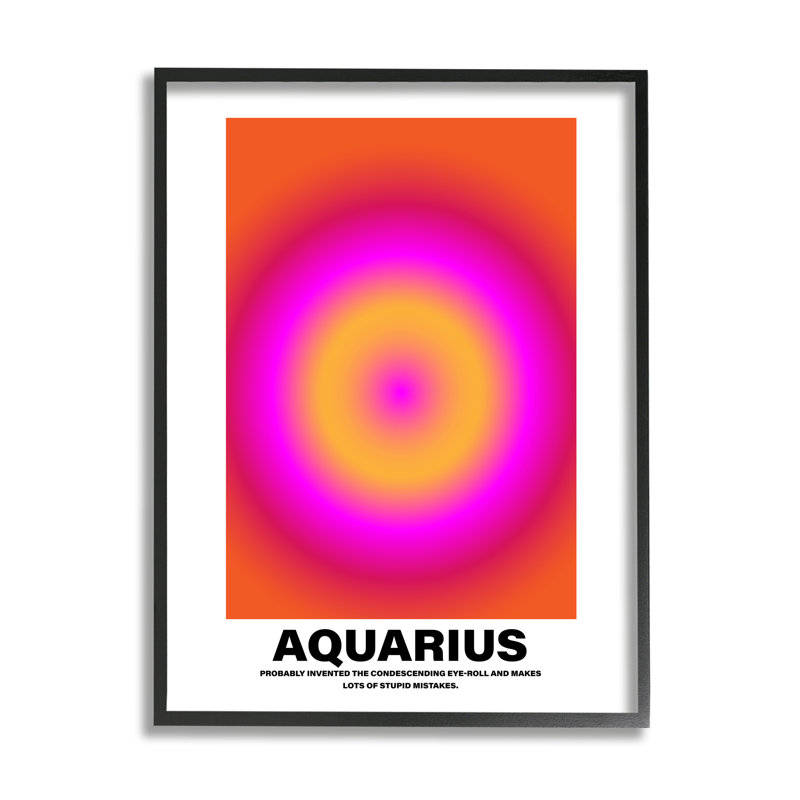 Drôle d'astrologie du Verseau encadrée par House of Lulu, Giclée encadrée noir minuit, H 30 po x l 24 po x P 1,5 po