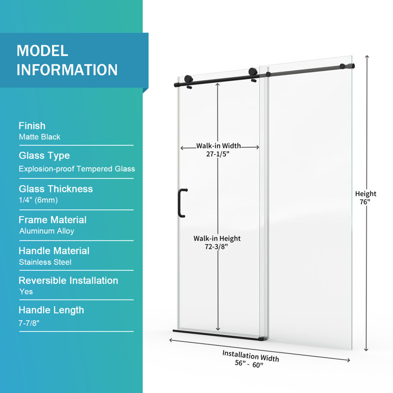 Solution de salle de bain moderne en verre trempé à porte coulissante sans cadre et peu encombrante