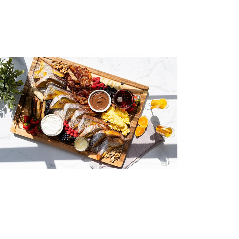 Planche à découper en bois pour la cuisine - Planche à découper réversible avec rainure profonde, parfaite pour la viande, les légumes et la charcuterie