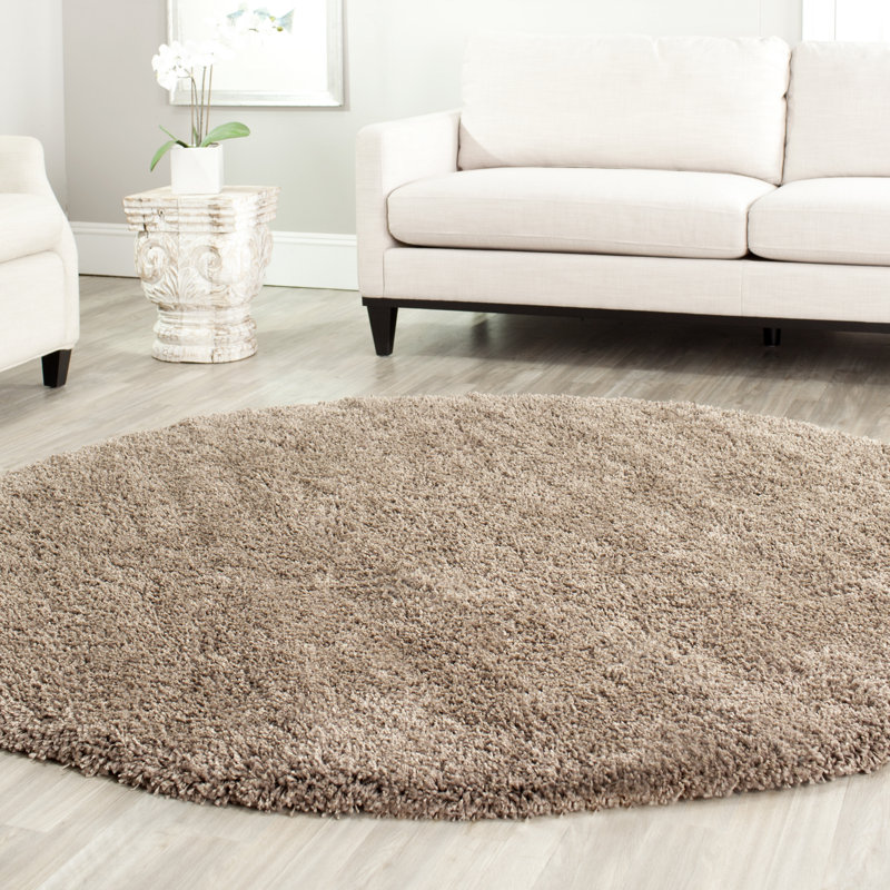 Luxurious Taupe Synthetic Shag Area Rug, 54" x 18"