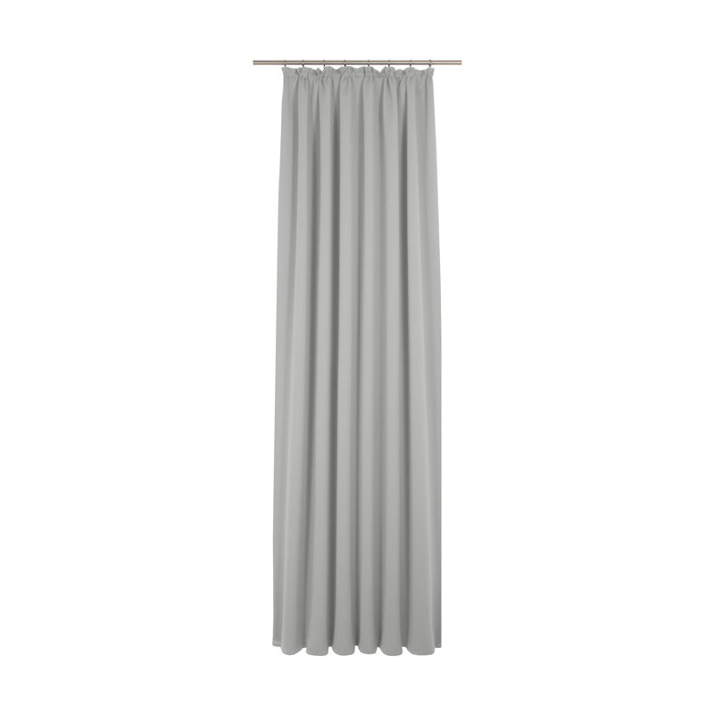 Uni Collection Light 100% Cotton Opaque Pinch Pleat Single Curtain Panel, 142cm wide x 295cm high, Light grey