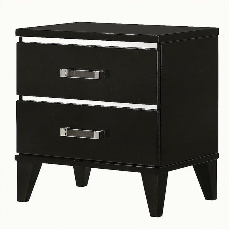 Table de chevet 2 tiroirs noire
